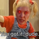 Wanda Maximoff on the body of Michelle Tanner saying "you got it, dude."
